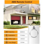 Mevronisshop - 4 canaux telecommande portail pour xt4 868 slh lr, xt2 868 slh lr tlcommande de portail, ...