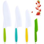 Mevronisshop - 4 pi�ces couteau enfant, couteau de s�curit� en plastique avec bord dentel�, knife s�curit� ...