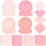 Mevronisshop - lot de 40 assiettes en carton rose clair de 17, 8 cm et 40 serviettes - dcoration d'anniversai ...