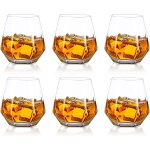 Mevronisshop - lot de 6 verres a whisky en forme de diamant inclin pour bourbon / rhum / bar, cadeau ...