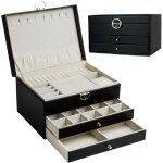 Mevronisshop - bote a bijoux a trois etages avec design linaire rangement de bijoux cadeau d'anniversaire ...