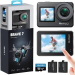 Mevronisshop - brave 7 cam�ra sport 4k avec carte m�moire de 64go - action cam ipx 8 etanche deux ecrans ...