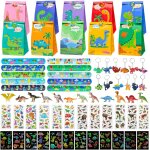 Mevronisshop - coffret dino de 80 pi�ces pour f�te d�anniversaire ¿ mini dinosaures, autocollants 3d, ...