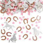 Mevronisshop - d�coration anniversaire pour enfants - lot 200 chevaux - fer � cheval et confettis - happy ...