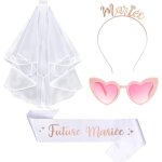 Mevronisshop - evjf accessoire kit, 4 pi�ces bride to be accessoire - voile mari�e blanc, or rose couronne, ...
