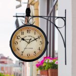 Mevronisshop - horloge double face jardin train gare murale, tenture murale en fer aspect antique de ...