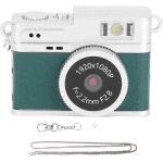 Mevronisshop - mini cam�ra de trousque, 1080p hd mini cam�ra num�rique r�tro avec lumi�re flash, batterie ...