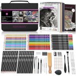 Mevronisshop - set de dessin et croquis 100 pi�ces, fournitures d'art avec crayons, graphites, charbons ...