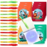 Mevronisshop - stylo encre invisible et carnet de notes, pack 16 animaux de la jungle petits cadeaux ...
