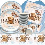 Mevronisshop - vaisselle de f�te ours en peluche anniversaire, 61 pi�ces ours vaisselle papier set assiettes ...