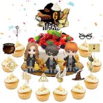 Mevronisshop - wizard cake topper, 14 pi�ces harry d�corations de g�teau d'anniversaire, harry g�teau ...
