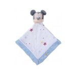 Mickey la souris : grand doudou plat lange blanc et bleu 40 x 40 cm - peluche disney enfant et bebe - ...