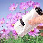 Microscope portable loupe de poche lampe led, jouet microscope educatif 60 a 120 fois divertissement ...