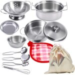 Mini accessoires de cuisine en acier inoxydable - ustensiles de cuisine montessori - ensemble de casseroles ...