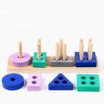 Mini blocs de construction en bois montessori, jouets educatifs d'apprentissage pr�coce, correspondance ...