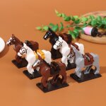 Mini blocs en plastique, 1 pice, figurines de chevalier mdival, cheval, jouet de collection pour enfants ...