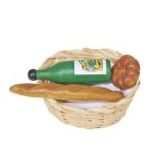 Mini bouteille de champagne et panier a pain pour maison de poupe, jouet dcoratif pour mini scnes ...