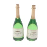 Mini bouteilles de champagne vitreuses pour maison de poupe, 2 pices, bouteilles de liqueur en verre ...