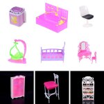 Mini chaise de lit en plastique, 15 styles, toilettes, machine a laver, meubles de maison de poupe, ...