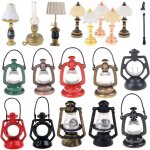 Mini chandelier de table miniature 1:12, lampe rtro kerosene, accessoires de maison de poupe, meubles, ...