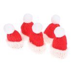 Mini chapeau de nol rouge pour maison de poupe, 5 pices, petit chapeau en laine, accessoires de dcoration ...
