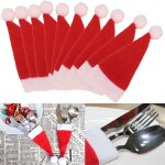 Mini couverts a chapeau de no�l 6x13cm, ensemble de d�corations pour bouteilles de vin, accessoires de ...