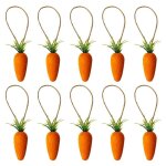 Mini dcoration de pques en forme de carotte, 10 pices, pendentif suspendu, simulation de carotte, ...