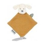 Mini doudou plat charlie le chien jacquard caramel - nattou Mini doudou plat charlie le chien jacquard caramel - nattou