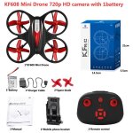 Mini drone kf608 720p hd, avec cam�ra, wifi, a�rienne, altitude stabilis�e, mode sans t�te, rc, quadcopte ...