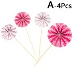 Mini eventail de dcoration de gteau en papier, 4 pices / lot, dcoration de cupcake, fte d'anniversaire ...
