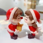 Mini figurines de couple de nol, 2 pices, poupe de bricolage, dcoration de jardin, bonsa, jouet ...