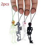 Mini figurines de cr�ne en caoutchouc, 2 pi�ces / lot, jouets lumineux dans le noir, squelette suspendu, ...