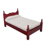 Mini lit simple vintage en bois, couleur unie, accessoires pour maison de poupe