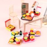 Mini maison de poupe miniature, hamburger, tasse de coke, restauration rapide pour blyth barbie, jeu ...
