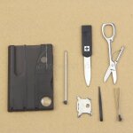 Mini outils de plein air, carte d'outil multifonctionnelle pratique de survie camping loupe lumineuse ...