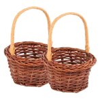 Mini paniers de meubles en rotin vintage, accessoires de bricolage pour la maison, 2 pi�ces