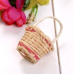 Mini panier de rangement en rotin pour maison de poupe, cadre en fer, tiss a la main, lgumes et aliments, ...