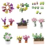 Mini plante verte artificielle en pot, 1 / 2 pi�ces, fausses fleurs, maison de poup�e, f�erique, accessoires ...