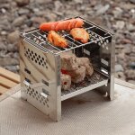 Mini pole a bois de camping portable, en acier inoxydable, double couche, montage rapide, dmontage ...