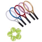 Mini raquette de tennis pour enfants, 2 pices, 1:6 / 1:12, miniature, jardin, cadeau, maison de poupe, ...
