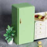 Mini r�frig�rateur en bois a porte unique, accessoires miniatures pour maison de poup�e, mod�le de r�frig�rate ...