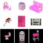Mini rfrigrateur, machine a laver, ventilateur, lit pour accessoires de poupe, jouets pour filles, ...