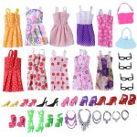 Mini robe sac a main, chaussures de poupe alatoires, bottes, accessoires de jouets pour maison de poupe, ...