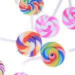Mini sucettes en argile polym�re, 5 pi�ces, simulation d'aliments artificiels, sucettes arc - en - ciel, ...