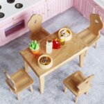 Mini table a manger et chaise, 5 pices, modle de meubles, jeu de simulation, dcoration de maison de ...