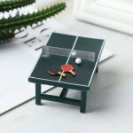 Mini table de ping - pong pour maison de poupée, avec balles et raquettes, 1 / 12 Mini table de ping - pong pour maison de poupée, avec balles et raquettes, 1 / 12