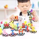 Mini train de 26 lettres anglaises en bois, jeu d'alphabet magnétique, puzzle pour enfants, lettres cognitives ... Mini train de 26 lettres anglaises en bois, jeu d'alphabet magnétique, puzzle pour enfants, lettres cognitives ...