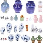 Mini vase en c�ramique porcelaine pour maison de poup�e, 1 / 2 / 3 / 5 / 7 / 9 pi�ces, accessoires de ...