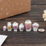 Mini vase a fleurs en porcelaine pour maison de poupe 1:12, 7 pices, accessoires de maison, 1 2. 5cm, ...