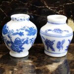 Mini vase en porcelaine bleu et blanc, 1 ensemble (2 pices), vase dcoratif en cramique, pour maison ...